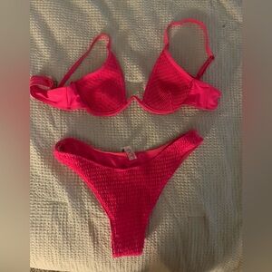 SHEIN Hot Pink Textured Bikini